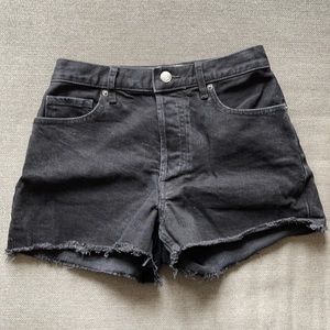 Black denim shorts